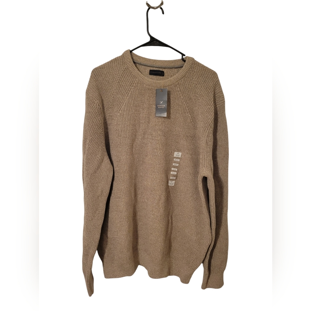 Denver Hayes  crewneck Long Sleeve beige  Sweater  Size XL, NWT,